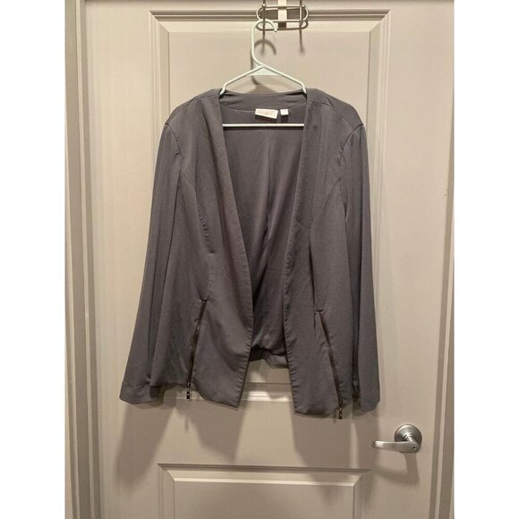 Belle by Kim Gravel 1X Charcoal Blazer | Zipper Detail, Fully Lined - Picture 1 of 5